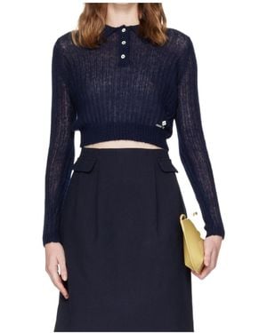 ShuShu/Tong Long-Sleeve Knitted Polo Shirt - Blue