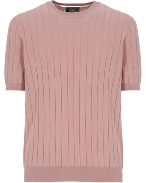Peserico Ribbed Cotton T-Shirt - Pink