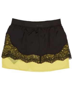 The Attico The Two-Toned Lace-Trim Mini Skirt - Black