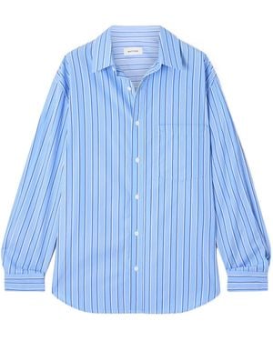 Matteau Striped Organic Cotton-Poplin Shirt - Blue