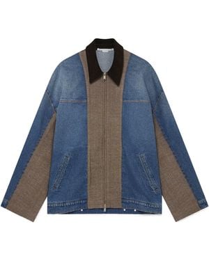 Stella McCartney Tweed Panelled Denim Jacket - Blue