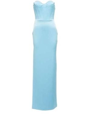 Alex Perry Honore Satin Maxi Dress - Blue
