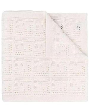 Fendi Logo Pointelle-Knit Scarf - Pink