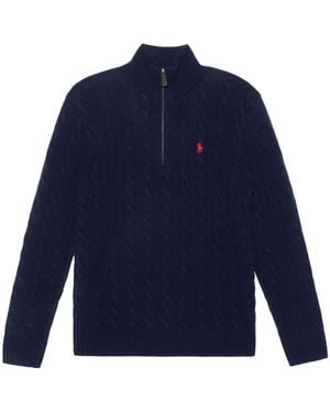 Polo Ralph Lauren Pony Embroidered Cable-Knit Jumper - Blue