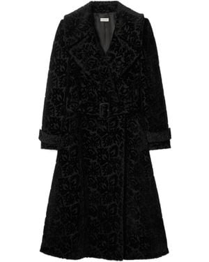 Burberry Vine Silk Blend Velvet Tailored Coat - Black