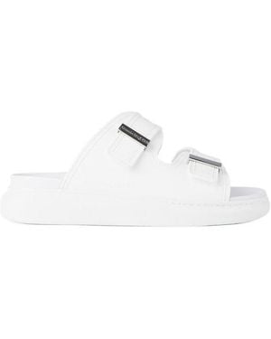 McQueen Logo-Buckle Detail Sandals - White