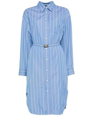 A.P.C. Striped Belted Shirt Midi Dress - Blue