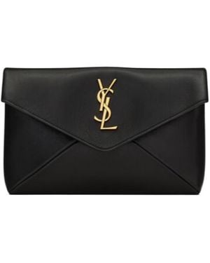 Saint Laurent Cassandre Small Envelope Pouch - Black