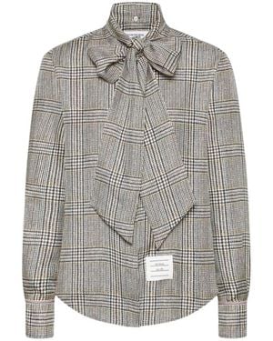 Thom Browne Prince Of Wales Checked Shirt - Gray