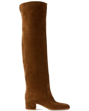 Gianvito Rossi 45 Over The Knee Suede Boots - Brown