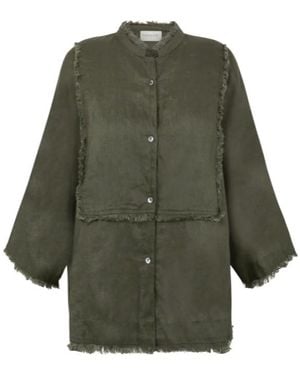 P.A.R.O.S.H. P.A.R.O..H. Beach26 Frayed Panel Top - Green