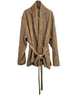 Uma Wang Long-Sleeved Tie-Waist Cardigan - Natural