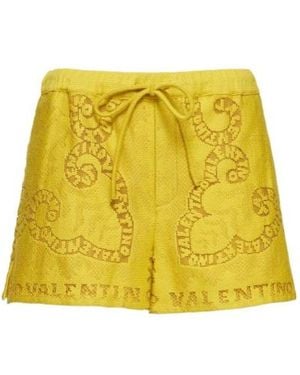Valentino Shorts With Embroidered Details - Yellow