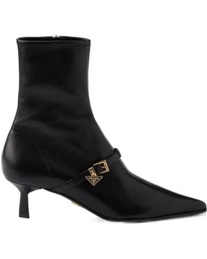 Prada Stretch Nappa Leather Booties - Black