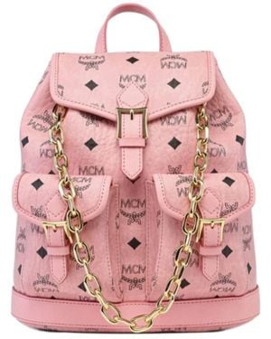 MCM Aren Visetos Chain Backpack - Pink