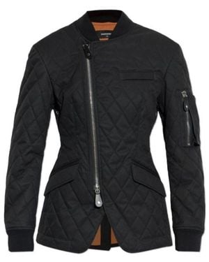 DSquared² Logo Printed Quilted Zip-Up Jacket - Black