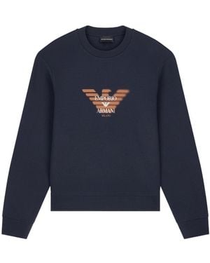Emporio Armani Logo-Printed Crewneck Sweatshirt - Blue