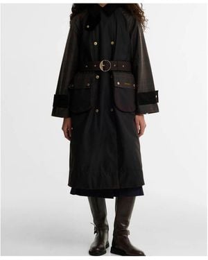 Barbour Elva Waxed Trench Coat - Black