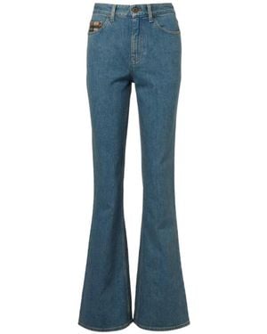 Burberry Check Flared Jeans - Blue