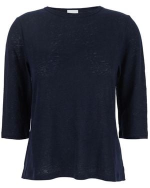 Allude Boat Neck Long Sleeve Sweater - Blue