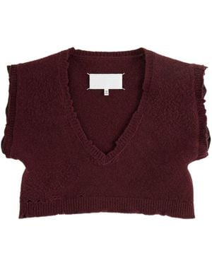 Maison Margiela Long-Sleeved Knitted Vest - Red