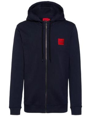 BOSS Hugo Logo Embroidered Zipped Hoodie - Purple