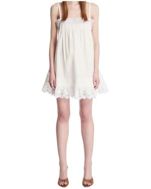 Saint Laurent Embroidered Sleeveless Dress - White