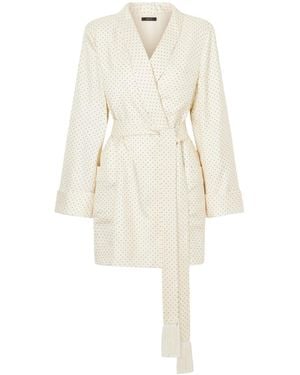 Tom Ford Polka-Dot Silk Robe - White