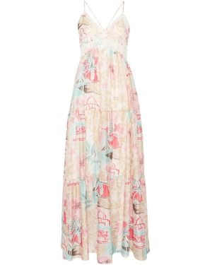 ERMANNO FIRENZE Lace Floral Maxi Dress - Pink