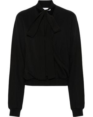 Blumarine Tie-Neck Knit Top - Black