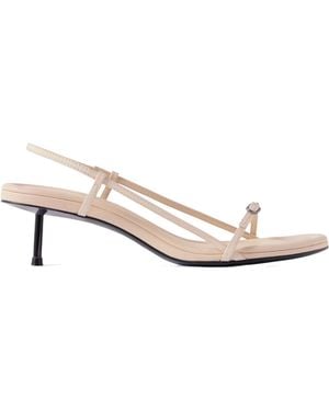 St. Agni Petit Belt Recycled-Twill And Leather Slingback Sandals - White