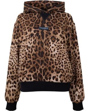 Dolce & Gabbana Leopardprint Pullover Hoodie - Brown