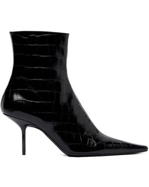 Victoria Beckham 75 Croc-Effect Ankle Boots - Black