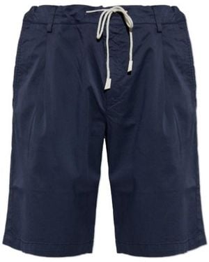 Eleventy Drawstring Pleated-Front Shorts - Blue