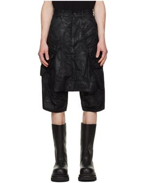 Julius Coated Tactical Denim Shorts - Black