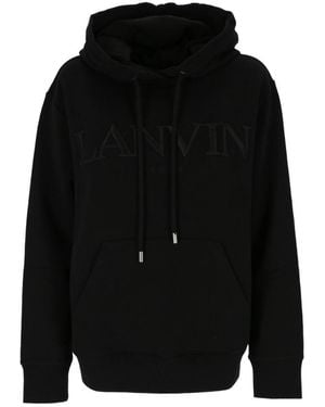 Lanvin Logo-Print Drawstring Hoodie - Black