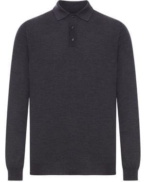 Zanone Long-Sleeve Polo Shirt - Blue