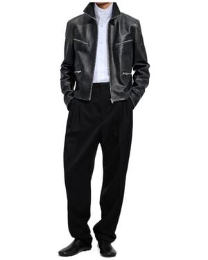 Bottega Veneta Weathered Leather Jacket - Black