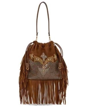 Etro Studded Fringed Shoulder Bag - Brown