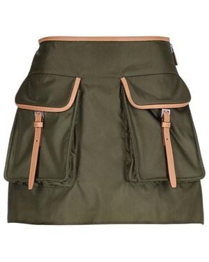 Prada Logo Patch Pocket-Detailed Mini Skirt - Green