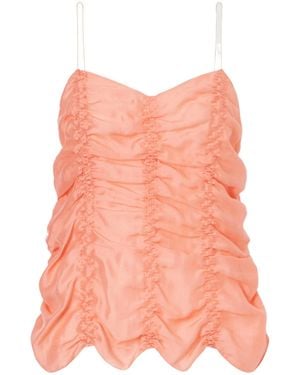 KHAITE Draped Silk-Blend Top - Pink
