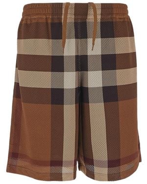 Burberry Checked Drawstring Shorts - Brown