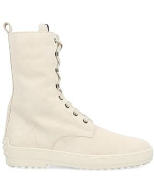 Tod's Suede Lace-Up Boots - Natural
