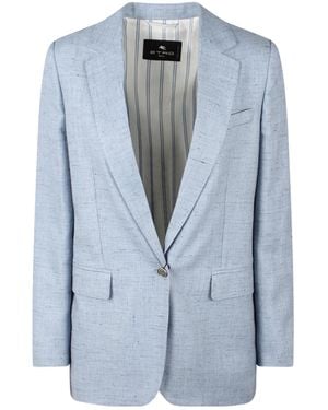 Etro Speckled Buttoned Blazer - Blue