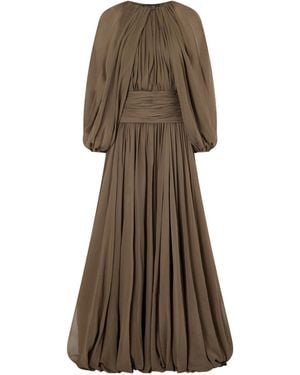 Oscar de la Renta Draped Silk-Chiffon Gown - Natural