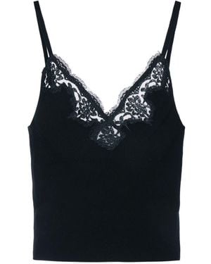 ERMANNO FIRENZE Lace Trim Camisole Top - Black