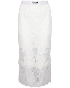Pinko Logo-Label Slit Detail Skirt - White