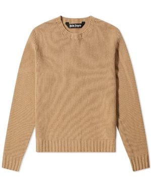 Palm Angels Logo Intarsia Knitted Jumper - Natural