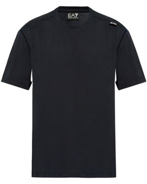 EA7 Metallic-Logo Cotton T-Shirt - Black