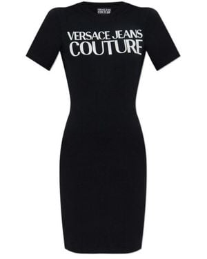 Versace Jeans Couture Couture Logo-Printed Crewneck Dress - Black